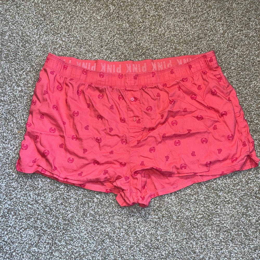 2020 Victoria Secret Pink - Hot Pink lightweight button up boxer shorts